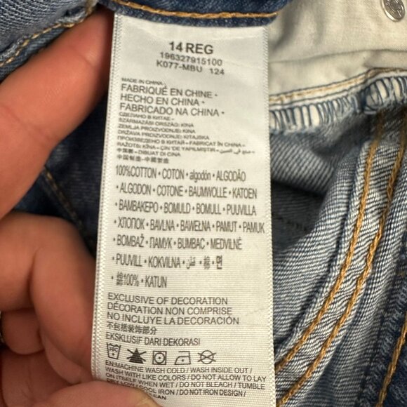 Levis Skate Shorts Girls Size 14 Blue Denim Patchwork Embroidered Loose Fit - Picture 12 of 14